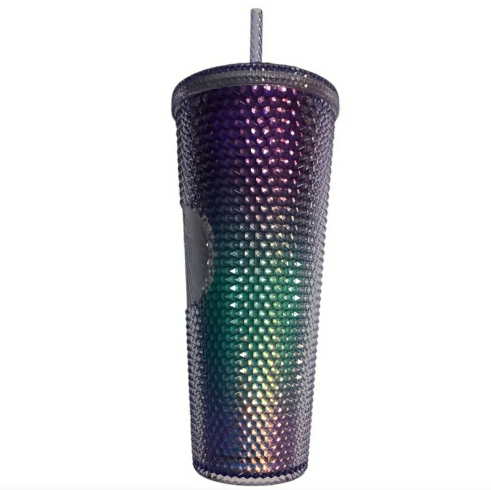 STARBUCKS Studded Iridescent Mermaid Purple Teal Ombré 24 oz new